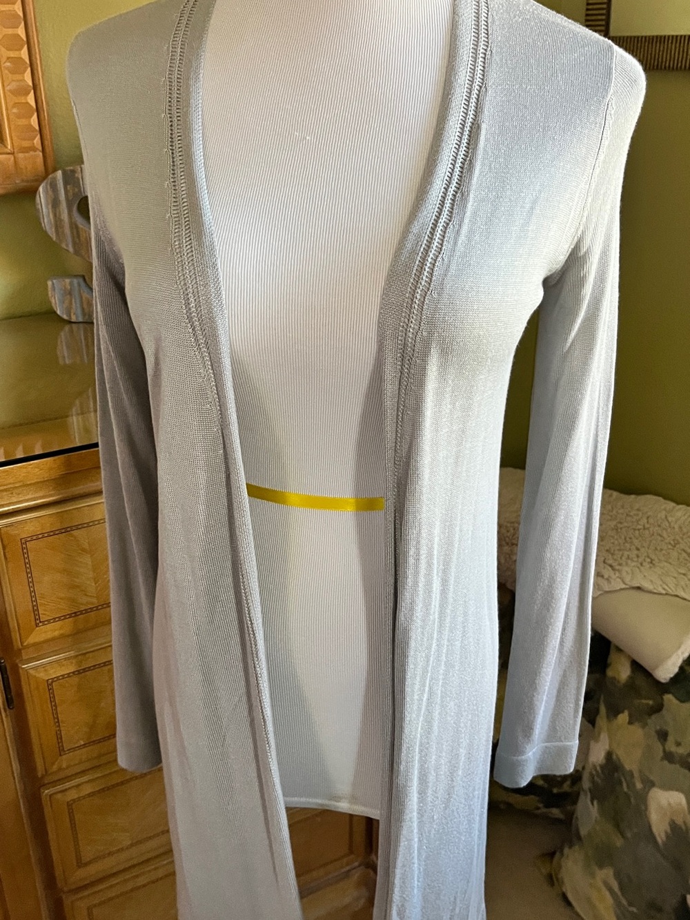Joan Vass Light Grey Open-Front Cardigan…NWT